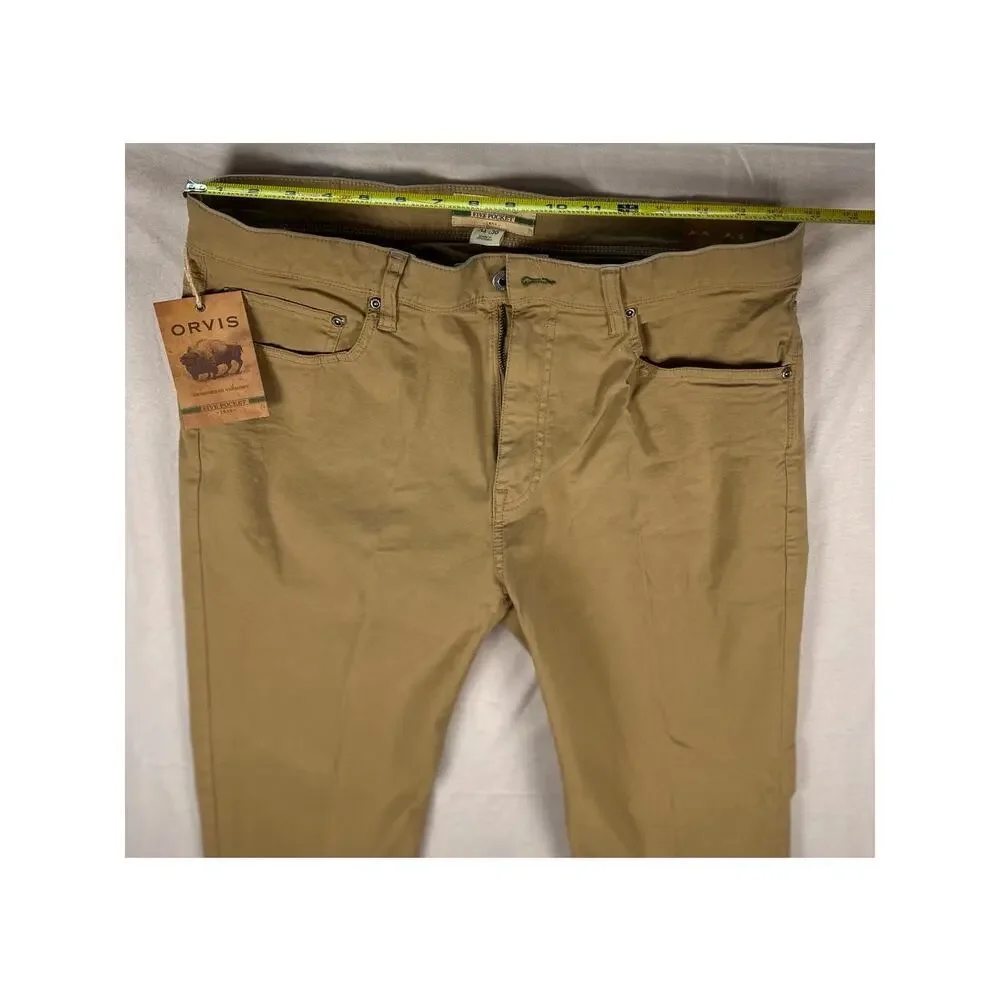 NWT Orvis Five-Pocket Stretch Twill Pants – Desert Khaki W34 L30 – MSRP $109